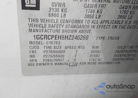 2017 Chevrolet Silverado 1500 Custom from USA, damaged, VIN 1GCRCPEH8HZ246260